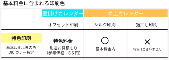 特別印刷色　調色料金
